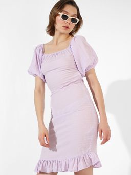 PINACOLADA - Women Solid Lavender Regular Fit Dress (S)