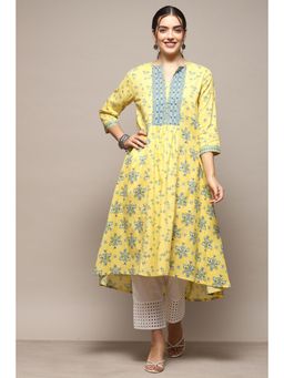 Biba - Women Blue Cotton Blend A Line Kurta