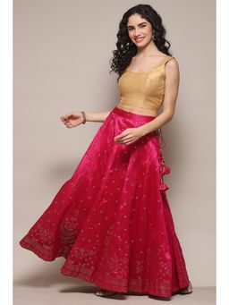 Biba - Women Pink Cotton Blend Flared Skirt