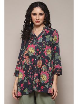 Biba - Women Black Rayon Straight Shirt