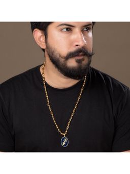 Voylla - Gold Capped Rudraksha and Trident Pendant Necklace