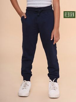 REBORN - Boys Solid Joggers-Navy Blue