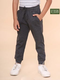 REBORN - Boys Solid Joggers-Charcoal Melange