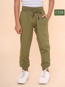 REBORN - Boys Solid Joggers-Olive