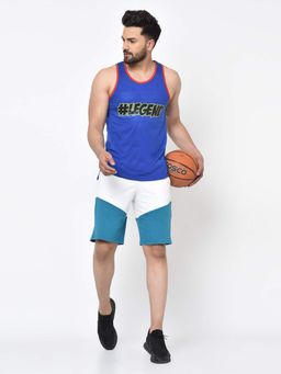 Aesthetic Bodies - Men Blue Legend Printed Sleeveless Gym Vest