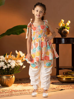 Vastramay - Girls Printed Multi-Color Kurta and Patiala (Set of 2)