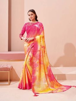 Odette - Tye & Dye Effect Adorned Saree with Unstitched Blouse
