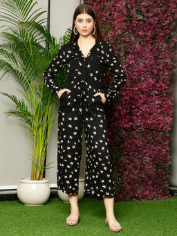 DEBONATELLA - Monochrome Printed Tie Up Jumpsuit