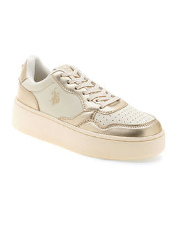 U.S. POLO ASSN. - Women Casual Leontina Gold & White Sneakers