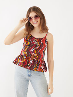 Zink London - Womens Red Printed Top