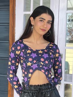 Tandul - Women Purple Star Printed Top
