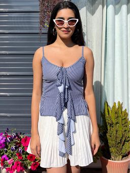 Tandul - Women Blue Striped Sleeveless Top