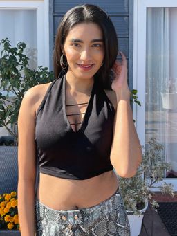 Tandul - Women Black Sleeveless Crop Top