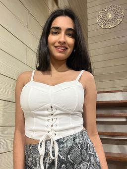 Tandul - Casual Shoulder Straps Solid Women White Top