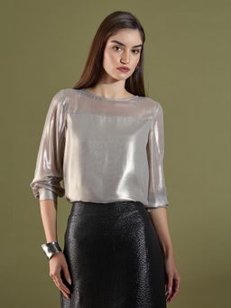 SALT Attire - Silver Solid Full Sleeves Top