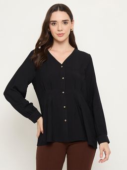 Madame - Black V-Neck Full Sleeves Top