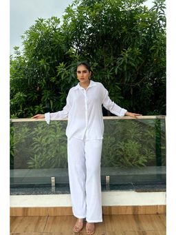 Myclo - Pure White Crinkle Cotton Co-Ord (Set of 2)