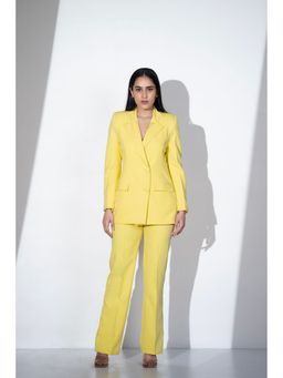 Myclo - Vibrant Yellow Double Breasted Blazer and Pant (Set of 2)