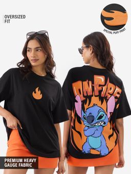 The Souled Store - Disney Stitch On Fire Women Oversized T-Shirt