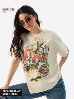 The Souled Store - Official Harry Potter Hogwarts Women Oversized T-Shirt