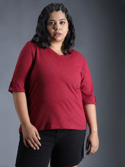 High Star - Plus Size Regular Fit Textured Cotton Tshirt
