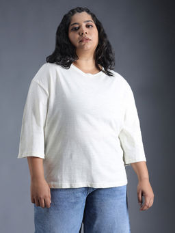 High Star - Plus Size Boxy Fit Textured Cotton Tshirt