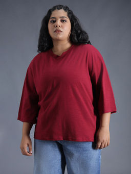 High Star - Plus Size Boxy Fit Textured Cotton Tshirt