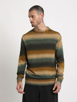 The Bear House - Mens Multicolor Round Neck Pullover Sweater