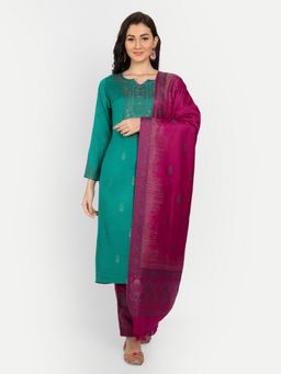 HK colours of fashion - Green & Rose Pashmina Unstitched Dress Material (Set of 3)
