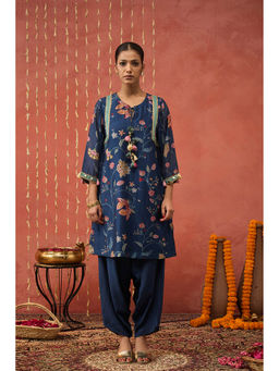 Shivani Bhargava - Vadhu Blue Chintz Short Kurta and Dhoti (Set of 2)
