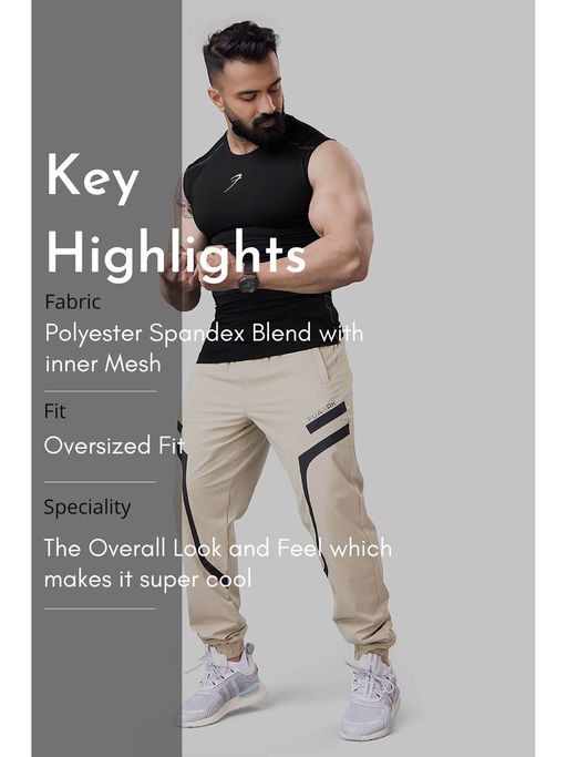 Buy FUAARK Beige Momentum Sports and Gym Oversized Jogger (XL) Online