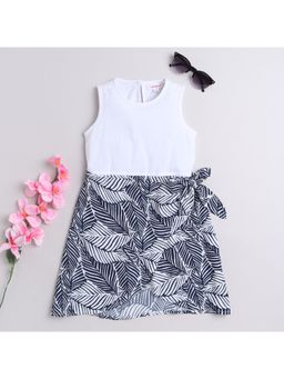 Taffy - Tropical Printed Sleeveless Round Neck Wrap Dress