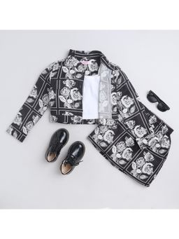 Taffy - Floral Printed Jacket with Matching Skirt and Crop Top (Set of 3)