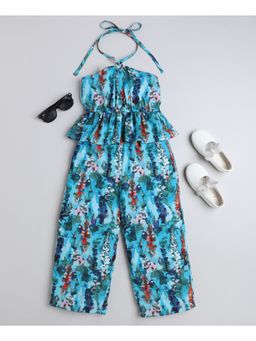 Taffy - Blue Viscose Abstract Printed Peplum Co-Ord (Set of 2)