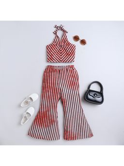 Taffy - Orange Stripes Printed Halter Neck Co-Ord (Set of 2)