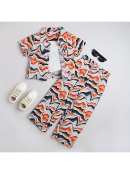 Taffy - Multi-Color Abstract Printed Half Sleeves Co-Ord (Set of 3)