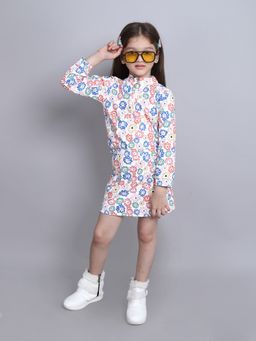 Taffy - Floral Printed Zip Up Sweatshirt with Skirt (Set of 2)