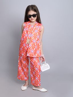 Taffy - Orange Geometric Printed 3 Piece Co-Ord (Set of 3)