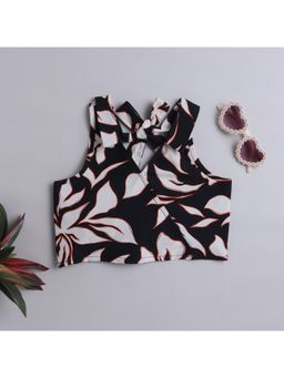 Taffy - Floral Printed V-Neck Back Tie Up Crop Top