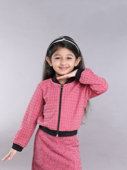 Taffy - Pink and Black Full Sleeves Bomber Jacket