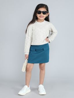 Taffy - Grey Full Sleeves Sweatshirt and Blue Skirt (Set of 2)