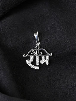 CLARA - 925 Silver Platinum Plated Swiss Zircon Shri Ram Men Pendant Without Chain