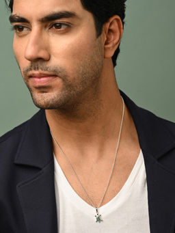 CLARA - 925 Silver Platinum Plated Good Luck Tortoise Turtle Men Pendant Necklace