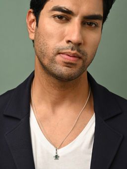 CLARA - 925 Silver Platinum Plated Lucky Tortoise Turtle Men Pendant Necklace