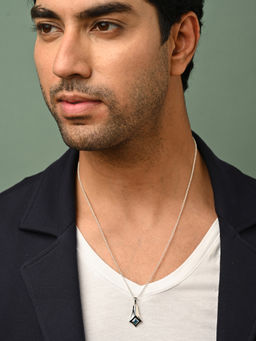 CLARA - 925 Silver Platinum Plated Swiss Zircon Hagen Men Pendant Necklace