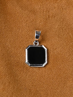 CLARA - 925 Silver Platinum Plated Swiss Zircon Black Onyx Men Pendant Without Chain