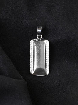 CLARA - 925 Silver Platinum Plated Swiss Zircon Otto Pendant Without Chain
