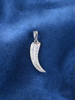 CLARA - 925 Silver Platinum Plated Swiss Zircon Katar Pendant Without Chain