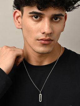 CLARA - 925 Silver Platinum Plated Swiss Zircon Benicio Men Pendant Necklace