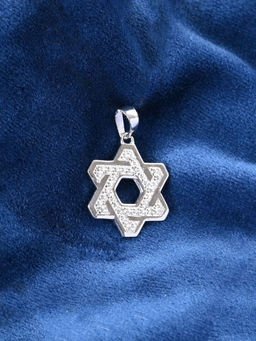 CLARA - 925 Silver Platinum Plated Swiss Zircon Star Pendant Without Chain